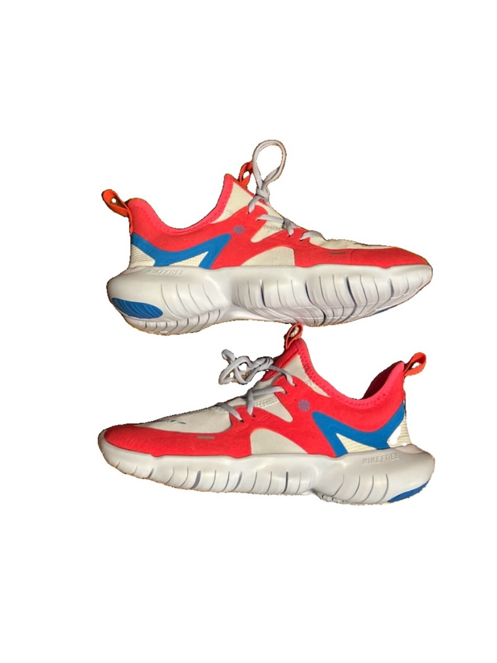 Nike Free Run 5.0 White Laser Crimson Photo Blue CJ7203-800 Youth 5Y 6.5W DS
